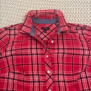 Talbots Petite Small Red Plaid Shirt